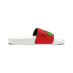 Russell Sage College Mascot Characters Graphic Women's Summer Slide Sandals -  Purple Cow, Red Devil, Golden Horseshoe, Blue Angel