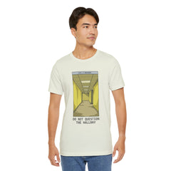 Do Not Question The Hallway T-Shirt — Retro Yellow Corridor Graphic Tee
