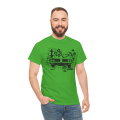 Abstract Retro Racing Car Unisex Heavy Cotton Tee | Perfect for Car Enthusiasts, Father's Day Gift, Casual Wear, Vintage Style, Unique Graphic Shirt