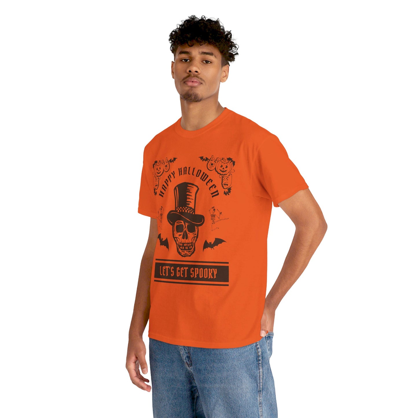 HAPPY HALLOWEEN Lets Get Spooky! Graphic Unisex Heavy Cotton Tee