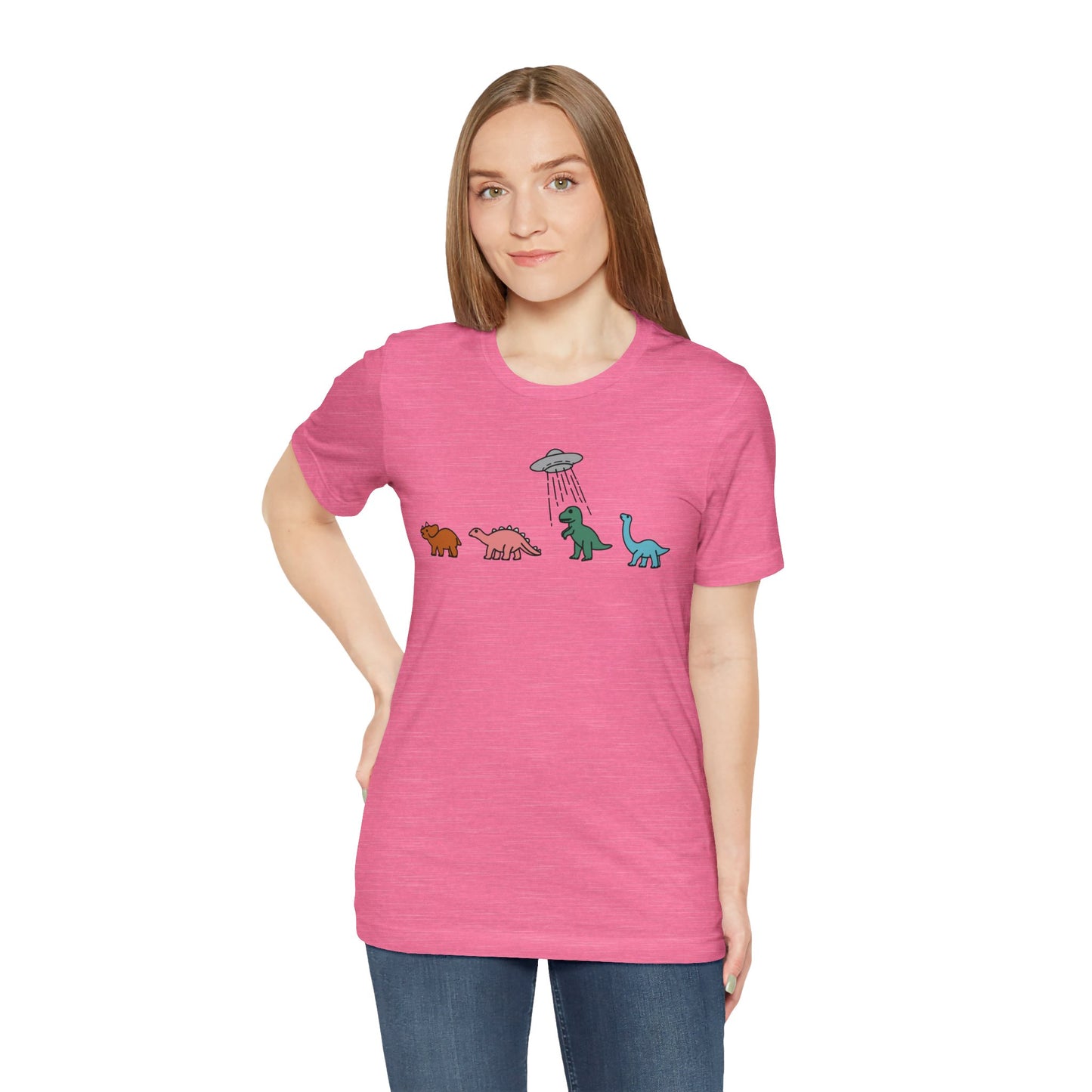 UFO and Dinosaurs Retro Unisex Jersey Short Sleeve Tee