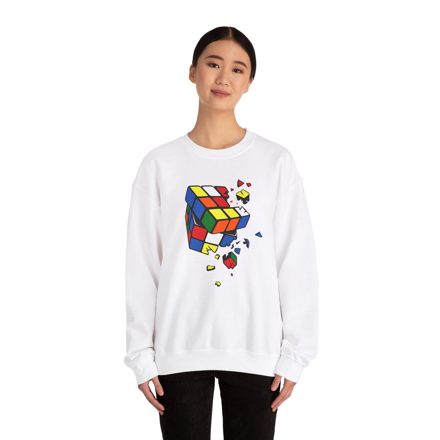 Cracked Rubik's Cube Unisex Heavy Blend™ Crewneck Sweatshirt