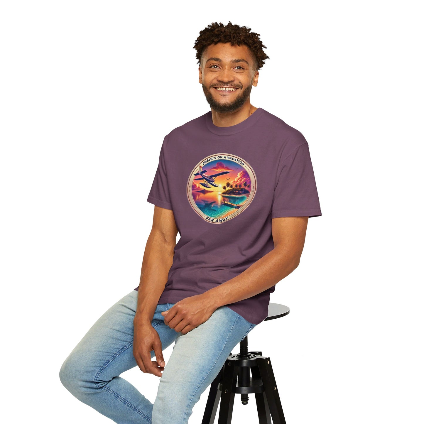 Josies On A Vacation Far Away Graphic Unisex Garment-Dyed T-shirt