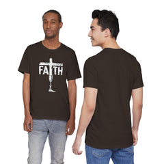 Faith Cross Prosthetic Leg T‑Shirt — Amputee Inspirational Christian Tee
