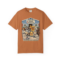 Front Graphic "Who Let the Dogs Out?" Baldwin Harbor Animal Hospital Cute Vet Clinic T Shirt