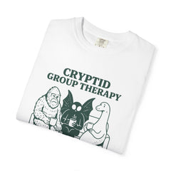 Cryptid Group Therapy Bigfoot, Mothman and Loch Nessie Unisex T-Shirt, Funny Graphic Tee, Gift for Cryptid Lovers, Quirky Casual Wear, Cool Humor Shirt