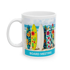 Surfboard meeting Floral Ceramic Mug - Beach Vibes for Coffee Lovers
