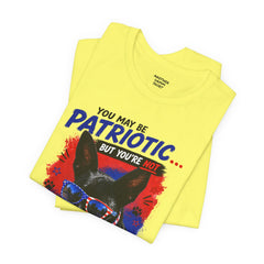 Personalized With Your Dogs Image and Name Patriotic Unisex Jersey Short Sleeve Tee