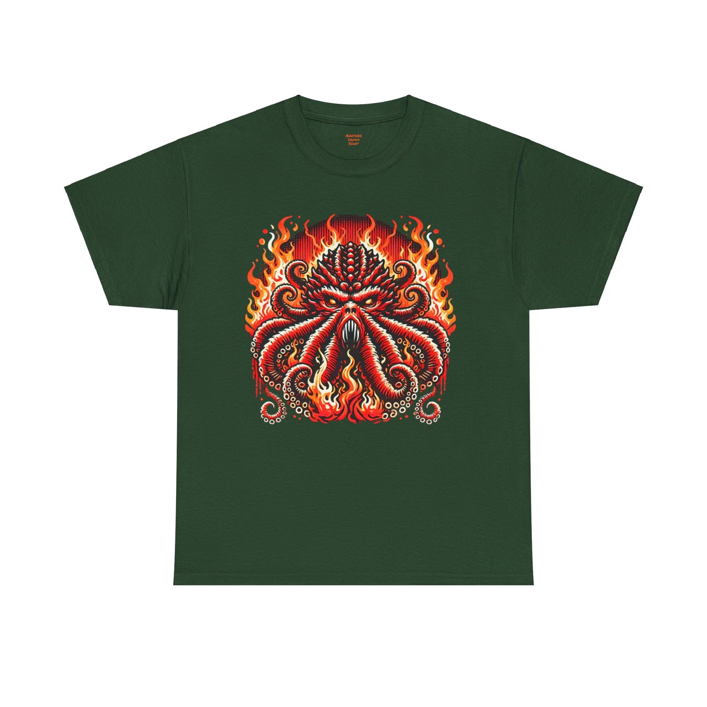 Fiery Fire Kraken - Graphic Unisex Heavy Cotton Tee