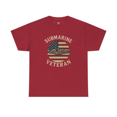 Submarine Veteran American Flag Tee | Unisex Heavy Cotton T-Shirt, Military Apparel, Veteran Gift, Patriotic Top, Casual Wear