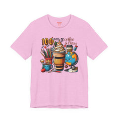 100 DAYS OF Coffee and Chaos - Unisex Short Sleeve Tee | Elementary School Holiday, Teacher Apparel, Kids Motivation, Teacher Sarcasm