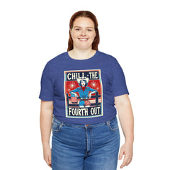 Chill The Fourth Out,Cowgirl Graphic, Unisex Jersey Short Sleeve Tee