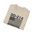 DD-214 Alumni with American Flag  Unisex Softstyle T-Shirt