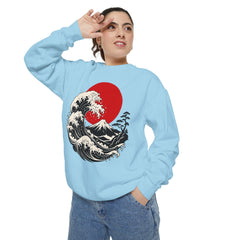 Japanese Wave and Red Sun Comfort Colors Sweatshirt