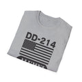 DD-214 Alumni with American Flag  Unisex Softstyle T-Shirt