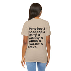 The Outsiders Shirt, Front and Back Images, Greasers Characters Shirt, Unisex Jersey Short Sleeve Tee