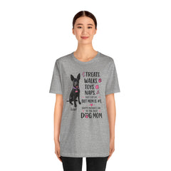 Personalized Your Dog and its name Mother's Day T-Shirt — 'Treats. Walks. Toys. Naps.
