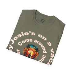 Josie's On A Vacation Far Away Come Around And Talk It Over  Unisex Softstyle T-Shirt  80s Rock The Outfield