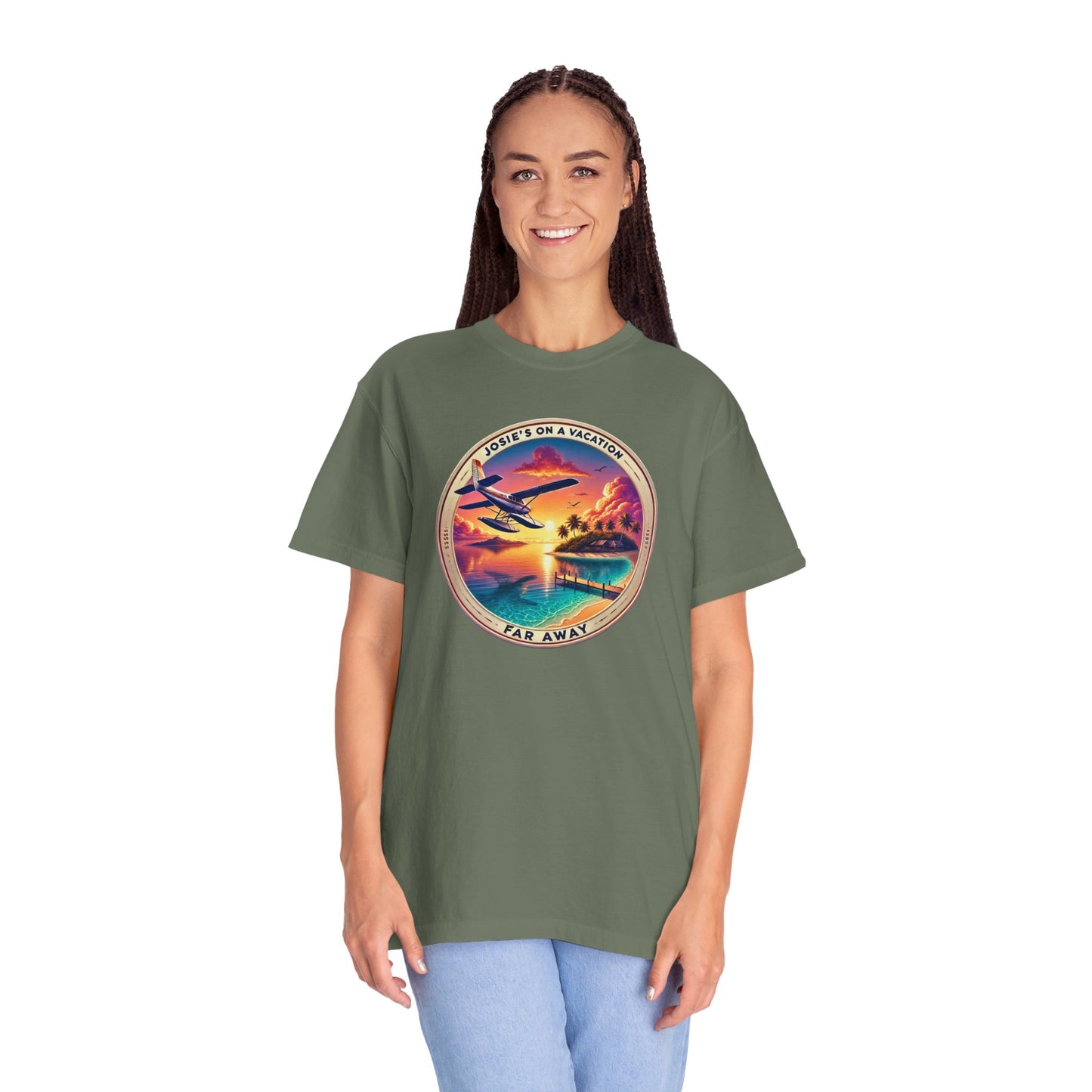 Josies On A Vacation Far Away Graphic Unisex Garment-Dyed T-shirt