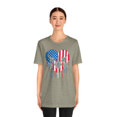 Red White and Blue Heart with Jets Graphic, Unisex Jersey Short Sleeve Tee