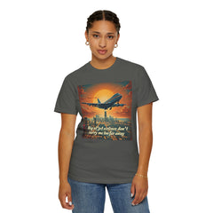 Unisex Jetliner Sunset Graphic T-Shirt - Travel Theme Tee