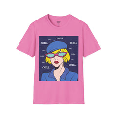 Chill Girl Unisex Softstyle T-Shirt  Pop Art Girl Wearing Sunglasses