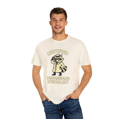 Certified Shenanigans Specialist T-Shirt | Funny Unisex Tee, Casual Wear, Gift for Raccoon Lovers, Cute Animal Shirt, Quirky Apparel