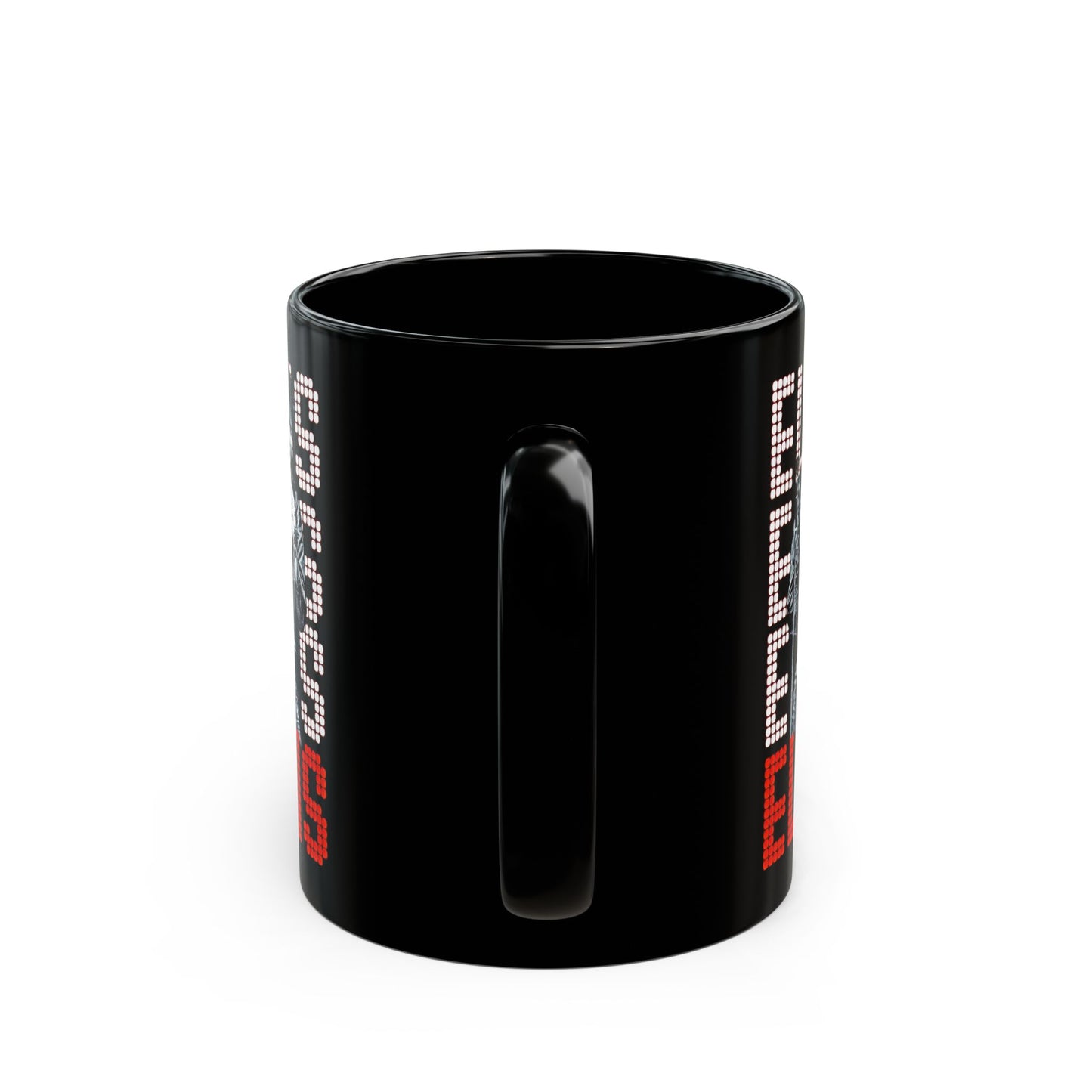 1970S Elvis In Black Leather On Stage Graphic - Black Mug (11oz, 15oz)