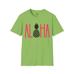 ALOHA with A PineApple Center Unisex Softstyle T-Shirt  Hawaii is so overrated. Grab a T Shirt and a PinaColada instead.