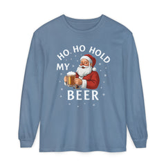 Festive Santa Claus Long Sleeve T-Shirt - "Ho Ho Hold My Beer"