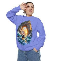 Adventure Kayak Sweatshirt — Comfort Colors Sunset Sea Arch Graphic