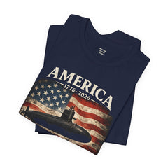America 250th Submarine 125th Flag T-Shirt — Vintage USA Military Tee