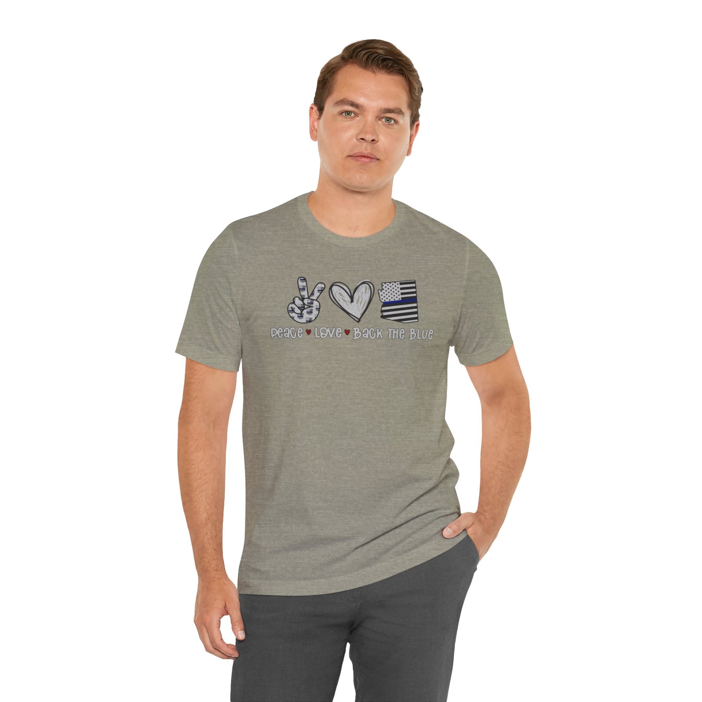 Peace Love Back The Blue in Arizona, Graphic Unisex Short Sleeve Tee