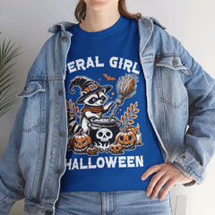 Feral Girl Halloween Raccoon! Graphic Unisex Heavy Cotton Tee