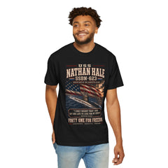 USS Nathan Hale SSBN-623 Submarine T-Shirt — "Forty One For Freedom" Patriotic Crew Tee