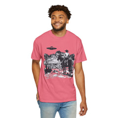 UFO Meets Cowboy Unisex Garment Shirt -Dyed  T Shirt