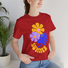 Summer Floral Tee — Retro Flowers & Monstera Design