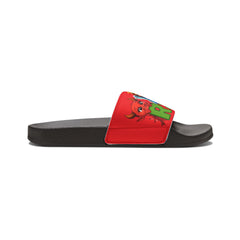 Russell Sage College Mascot Characters Graphic Women's Summer Slide Sandals -  Purple Cow, Red Devil, Golden Horseshoe, Blue Angel