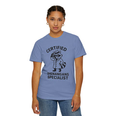 Certified Shenanigans Specialist T-shirt, Funny Tee, Unique Gift for Raccoon Lovers, Casual Wear, Birthday, Party Shirt