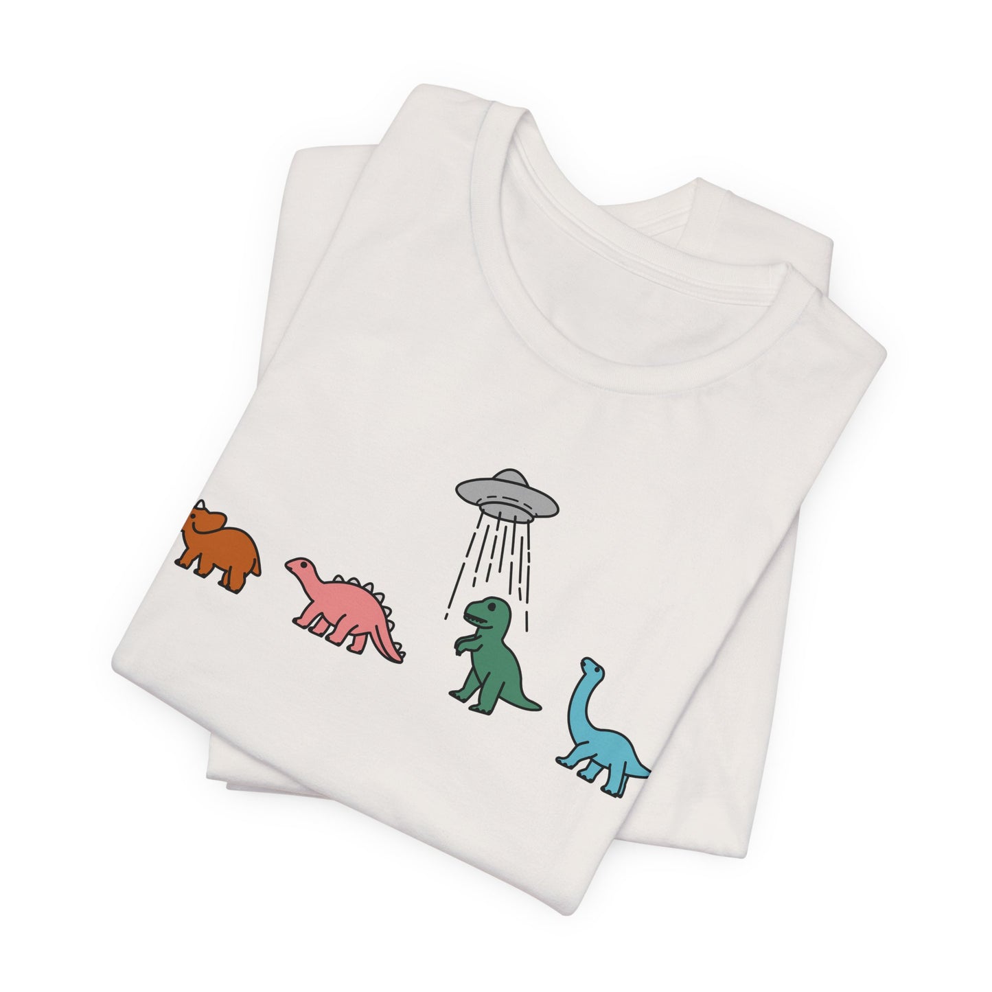 UFO and Dinosaurs Retro Unisex Jersey Short Sleeve Tee