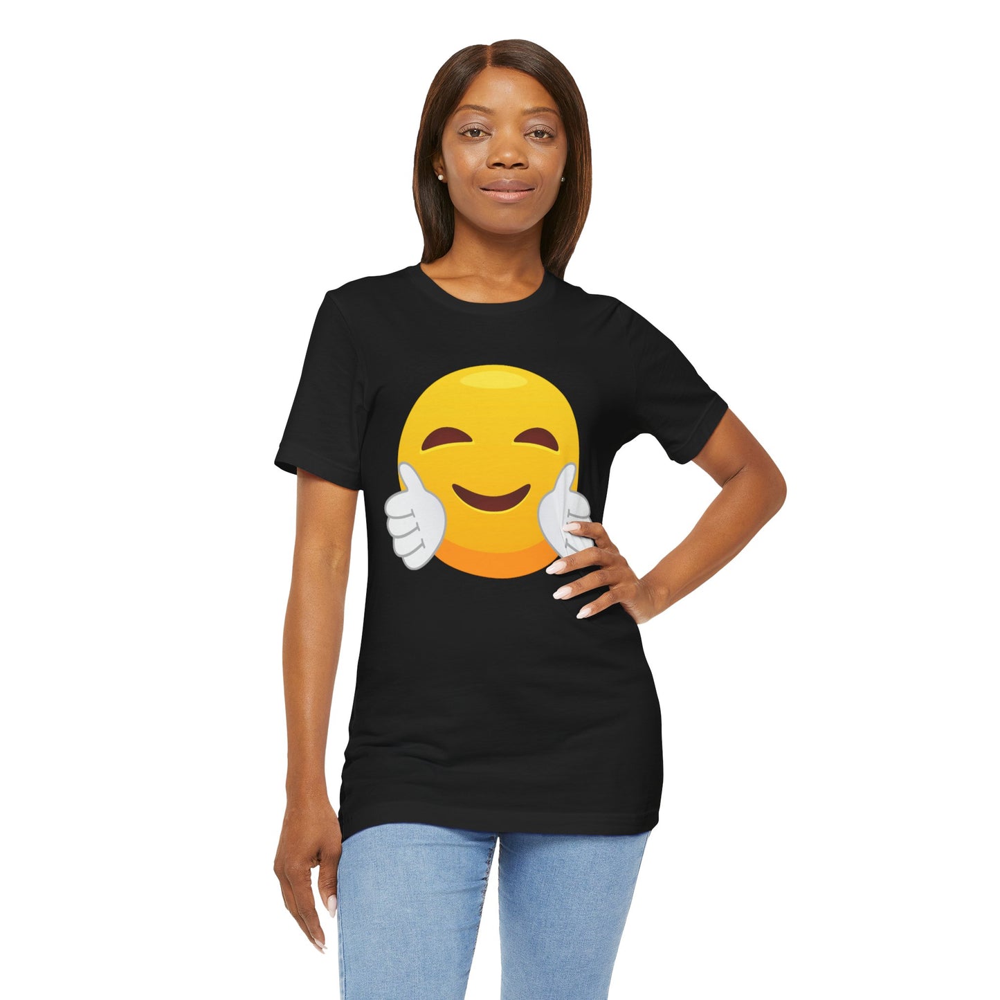 Emoji With White Gloved Hug - Graphic Unisex Jersey Short Sleeve Tee