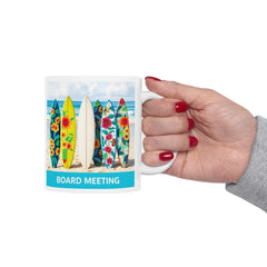 Surfboard meeting Floral Ceramic Mug - Beach Vibes for Coffee Lovers