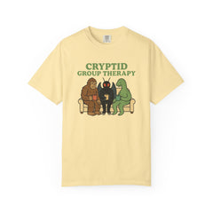 Cryptid Group Therapy Bigfoot, Mothman and Loch Nessie Unisex T-Shirt, Funny Graphic Tee, Gift for Cryptid Lovers, Quirky Casual Wear, Cool Humor Shirt