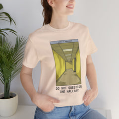 Do Not Question The Hallway T-Shirt — Retro Yellow Corridor Graphic Tee