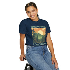 Rocky Mountains Colorado Graphic, Comfort Colors Soft Relaxed Fit Unisex Garment-Dyed T-shirt