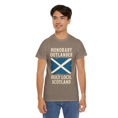 Honorary Outlander Heavy Cotton Tee, Holy Loch Scotland Shirt, Outlander Fan Gift, Casual Tee, Travel Souvenir, Unisex T-Shirt