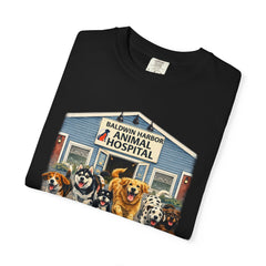 Front Graphic "Who Let the Dogs Out?" Baldwin Harbor Animal Hospital Cute Vet Clinic T Shirt