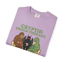 Cryptid Group Therapy Bigfoot, Mothman and Loch Nessie Unisex T-Shirt, Funny Graphic Tee, Gift for Cryptid Lovers, Quirky Casual Wear, Cool Humor Shirt