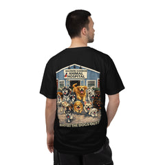 Back Graphic "Who Let the Dogs Out?" Baldwin Harbor Animal Hospital Cute Vet Clinic T Shirt