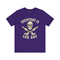 Fitness Tee | Leg Amputee Funny Skull, Everyday Leg Day Gym Shirt, Workout Top